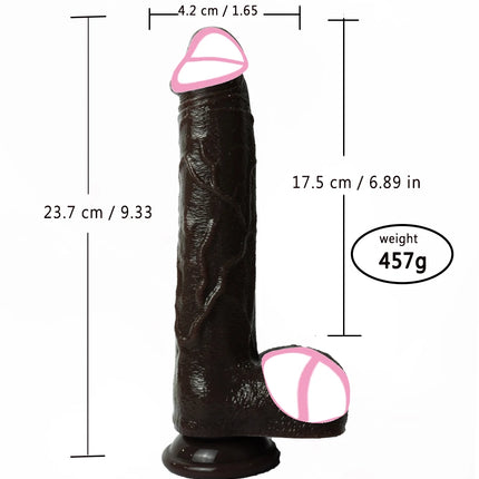 Black Realistic Dildo with Strong Suction Cup Large Penis Liquid Silicone Sex Toy for Women Men Adults Pleasure