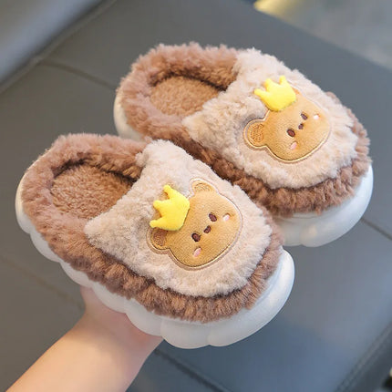 2025 Winter Children's cute  Cotton Home Slippers Frozen Girl's Snow Non Slip Warm Baby Slippers Pink Blue Size 24-41