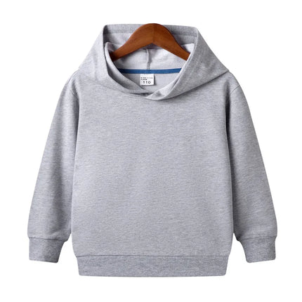 Pure Cotton Children Blank Tops Printed Custom Hoodies Boys Girls Sweatshirts 2024 Spring Fall New Solid Color Hooded Sweatshirt