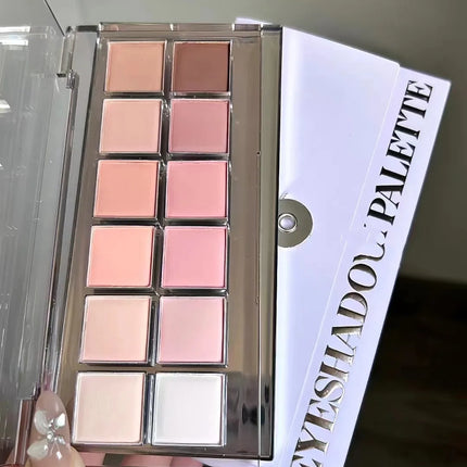 12 Color Eyeshadow Palette, Shimmer and Matte Nude Tones Versatile Daily Makeup Shades  Long-Lasting Color Display