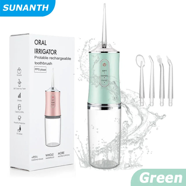 Portable Cordless Water Flosser, USB Rechargeable Smart Electric Oral Irrigator w/4 Jet Tips & 3 Modes, for Teeth & Braces Care