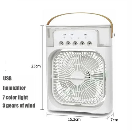 Portable 3 In 1 Mini Air Conditioner Fan Humidifier LED Night Light Adjustable Wind Speed Desktop Cooler For Bedroom Office Stud