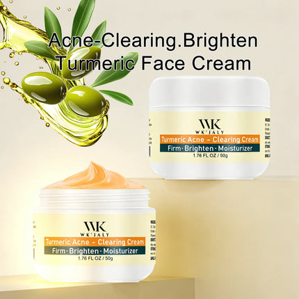 WK JALY Turmeric Acne Facial Cream, Reduce Breakouts, Brightening, Clean Skin, Moisturize, Smooth, With Natural Aloe Vera