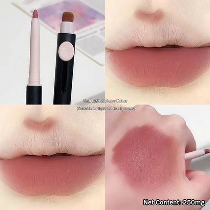 1Pc 3 Essential Colors Triple-Ended Waterproof Matte Lip Liner Pencil with Brush - Long-Lasting Non-Stick Natural Lip Makeup