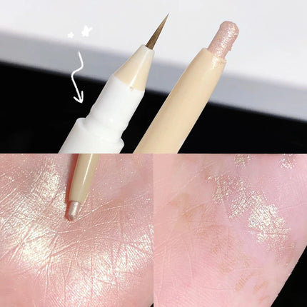 Double Head Matte Pink Lying Silkworm Pen Waterproof Lasting Brightening Glitter Natural Eyeshadow Pen Korean Makeup Cosmetic ﻿
