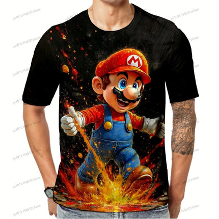 Super Mario Funny T Shirt 2026 Streetwear New Men's Clothing Anime Figure Gym Clothes Man Summer 3D Print Quick Dry Oversize