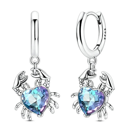Luminous Shell Women Earrings Original 925 Sterling Silver Pave CZ Star Moon Hoop Earrings Engagement Wedding Jewelry