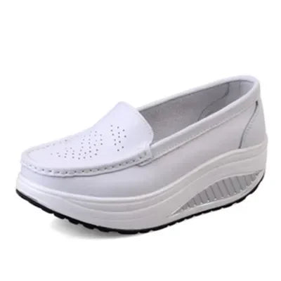 TIMETANG Women shoes summer women leather shoes platform plus size nurse wedges shoes women mesh hole working flats C202