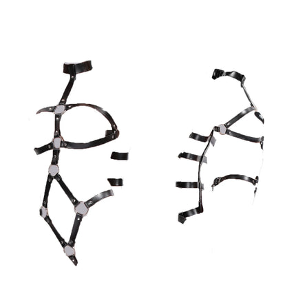 Thierry PU Leather Female Slave Body Harness Arm Cuffs Handcuffs for Adult Game, Fetish Bondage Rope Flirting Sex Toys for Women