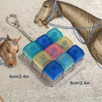 Keyboard Keycap Fidget Keychain Macaron Crystal Clicker Toy Stress Relief Fingertip Gadget,Decompression Keys Button for Adult