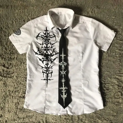 Y2K White Shirt Affliction Retro T Shirt Harajuku Men Skull Holy Writ Letter Printing Tee Fashion Gothic Short Sleeves Tops
