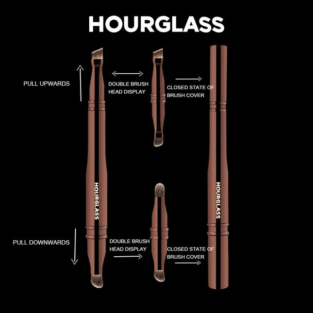 Hourglass Makeup Brush- No.25 Four-Head Multifunctional Brush Concealer Eyeshadow Eyebrow Brush Eyeliner Brush Makeup Brush