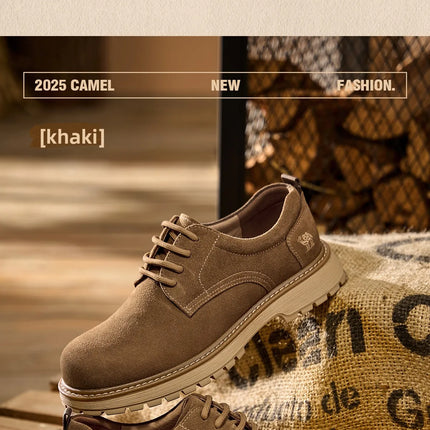 Golden Camel Men's Shoes 2026 New Business Casual Soft-Soled Leather Shoes High-Quality Non-slip Velvet Warm Work Shoe