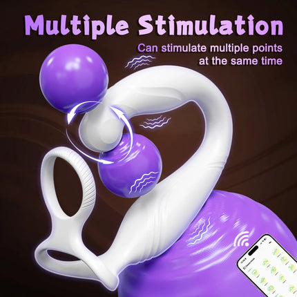 Male Rotating Prostate Massager Anal Vibrator Sex Toys Dual Penis Ring Cock Rings Anal Butt Plug Vibrators Anal Toys for Men 18+