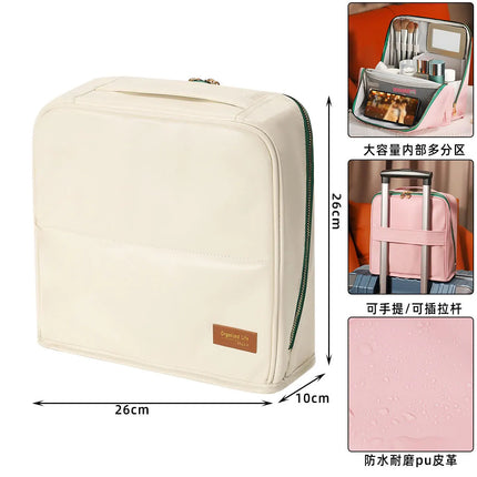 2025 New PU Stand Up Makeup Bag Large Capacity Waterproof Makeup Storage Bag Large Opening Travel Toilet Bag