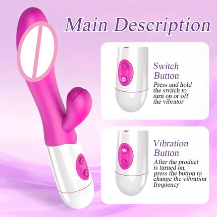 Rabbit Vibrator Dildo Powerful Dual Vibration G Spot Clitoris Stimulation Masturbators Vaginal Massager Adult For Women Sex Toys