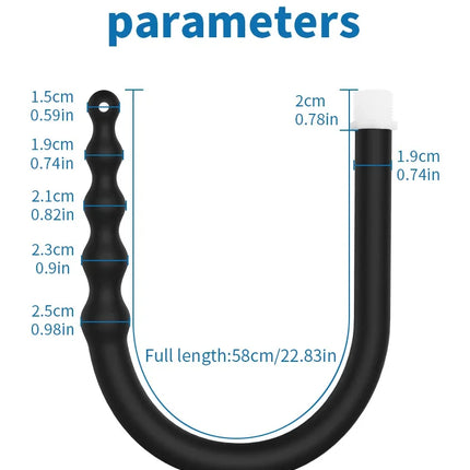 Silicone Long 58cm Anal Beads Plug Dilator Douche Enema Vagina Cleaning Kit Buttplug Syringe Shower Head Gay Sex Toy For Couples