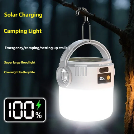 Portable Solar Camping Lantern, USB Rechargeable Waterproof Emergency Light for Hiking, Backpacking & Tent Activities