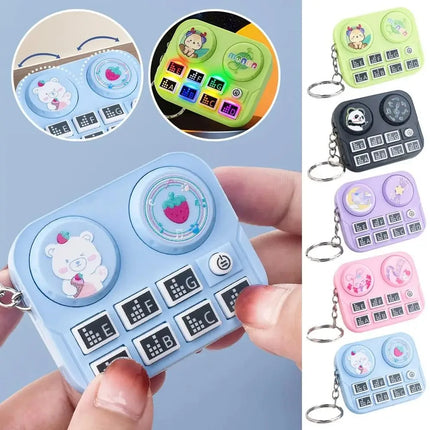 Mini Keychain with DJ Disc Player for Kids, Musical Instrument Sound Button, Toy Games, Educational Toy Bag, Pendant Keychain, 1