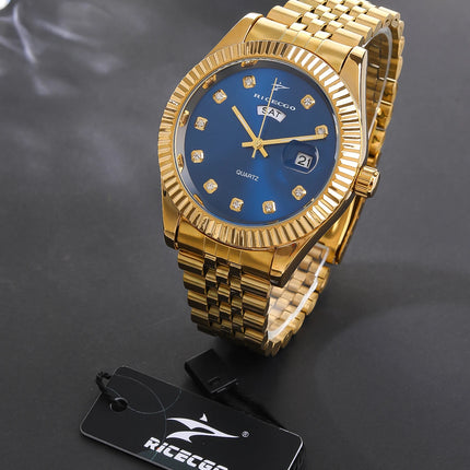 Classic Men's Steel Strap Luxury Wristwatch Business Calendar Stainless Steel Round Male Quartz Watches Clock Wristwatches ﻿