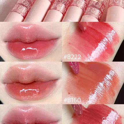 Cherry Pink Waterproof Mirror Finish Water Lip Gloss Nude Brown Clear Tint Glass Lip Oil Liquid Makeup for Luminous Look