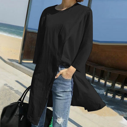 Plus Size 5XL VONDA Women Blouses Autumn Asymmetrical Split Shirts 2024 Fashion Casual Long Sleeve Tops Loose Solid Color Blusas