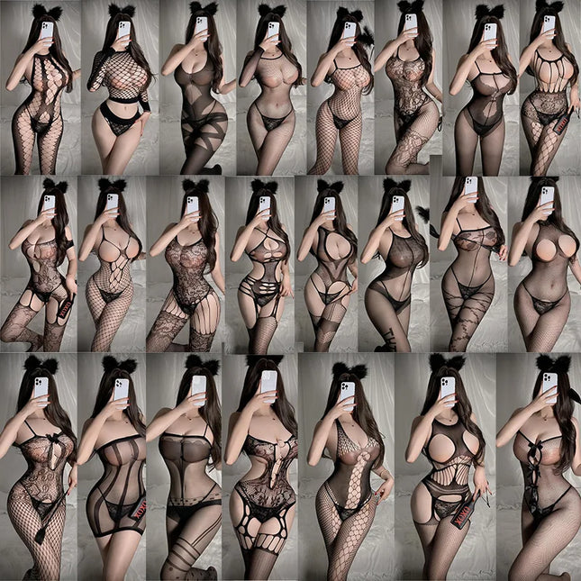 Sex lingerie Tight lace embroidered jumpsuit with open cutouts sissyfication see through sexy for women sexy outfit Sex shop