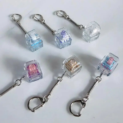 Fingertip Keyboard Clicker Toys 1/2/3/4/9 Key Crystal Keychain Stress Relief Anti-Anxiety Decompression Gadget