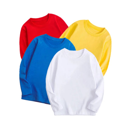 7 Colors Spring Long Sleeve Tees Children's T-shirt Cotton Solid Color Base Coat Leisure Wear Boys Girls Tops Kids Clothes