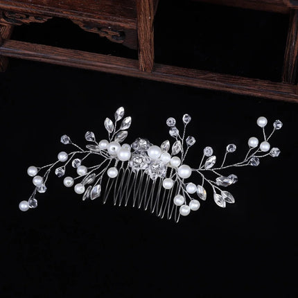Women's wedding jewelry multifunctional elegant luxury girl's headwear gift exquisite pearl comb hair accessories with diamonds