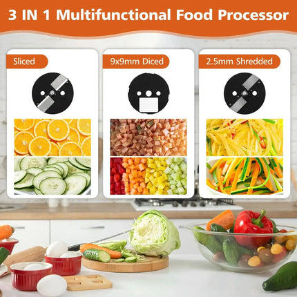 2025 Upgrade Automatic Vegetable Chopper, 3-in-1 Electric Food Slicer & Dicer, Effortless Shredding, Large Capacity, Low Noise,