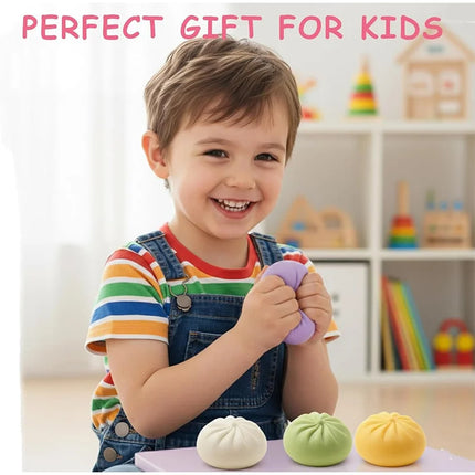 Cute Colorful Flour Steamed Buns Pinch Giant Smile Facial Expression Dumpling Squishy Ornaments Office Stress Sensory Kids Gift