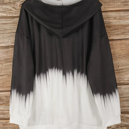 2025 New Woman Sweatshirts Simple Gradient Print Long Sleeves Zip Hoodie Autumn Casual Drawstring Design Fashion Women's Hoodie