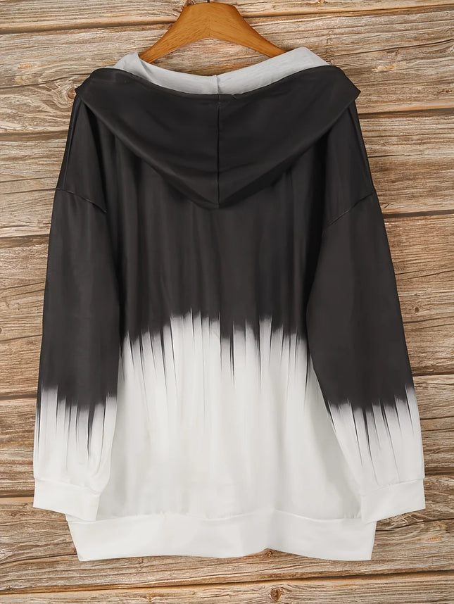 2025 New Woman Sweatshirts Simple Gradient Print Long Sleeves Zip Hoodie Autumn Casual Drawstring Design Fashion Women's Hoodie