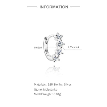 Aide Mini 2/3/4mm Moissanite Earring For Women 925 Sterling Silver Earring INS Trend Wedding Ear Studs Jewelry Brincos de Pratas