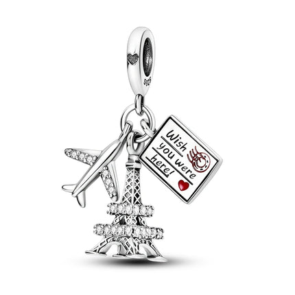 Original 925 Sterling Silver Charms Paris Eiffel Tower Charms Bead Pendant Fit Bracelets Bangle Necklaces Women DIY Jewelry Gift