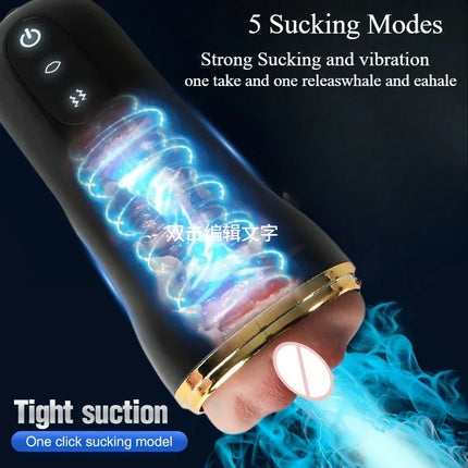 Automatic Male Masturbation Cup 3D Realistic Vaginal Penis Vacuum Trainer Pocket Pussy Vibrator Blowjob Dicks Pump Men Sex Toys