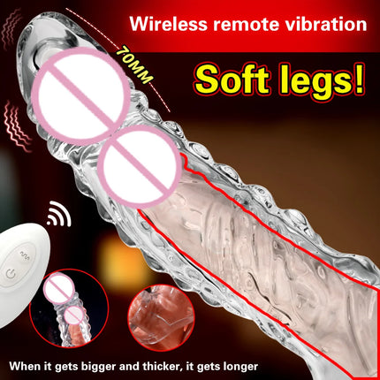 Bullet Vibrator Ring Clear Cock Ring Extender Reusable Penis Sleeve Ultra-Soft Enlarger for Couples Vibrating Dildo Sex Toys Men