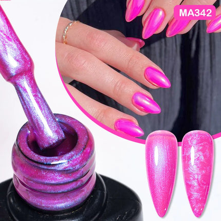 MEET ACROSS 7ml Jelly Nude Shimmer Rubber Base Gel Glitter Pink Purple UV/LED Nail Art Vernis Gel Polish for Manicure Nails DIY