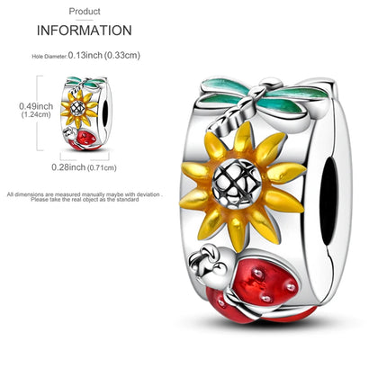 New 925 Sterling Silver Charms Beads Sunflower Flower Daisy Original Charm Pendant Fit Charm Bracelets DIY Jewelry Birthday Gift
