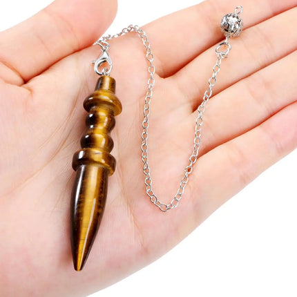 Natural Stone Pendant Egyptian Crystal Pendulum for Divination Dowsing Reiki Pink Clear Quartz Amethysts Black Onyx Pendulo X130
