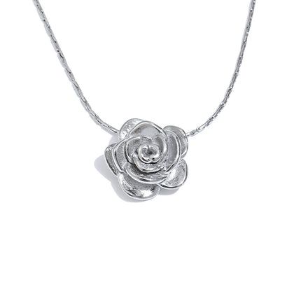 Yhpup Stainless Steel Stereoscopic Flower Pendant Necklace Waterproof 18K Plated Fashion High Quality Golden Jewelry Women