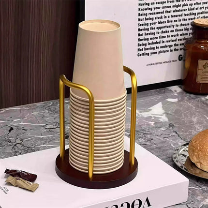 Disposable Cup Storage Holder Rack Shelf Water Tea Cups Wood Dispenser with Longer Stick Mug Display Stand Organizer Supplies