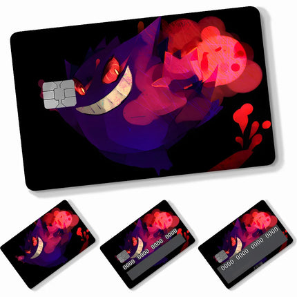 Anime Cartoon P-Pokemon-Gengar Stickers 4pcs PVC Credit Card Skin Stickers Removable Self-adhesive Protective Film