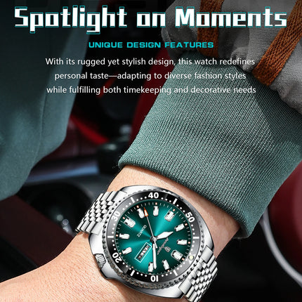 POEDAGAR Business Men Watch Date Week Waterproof Luminous Luxury Man Wristwatch Sports Stainless Steel Men's Quartz Watches Male