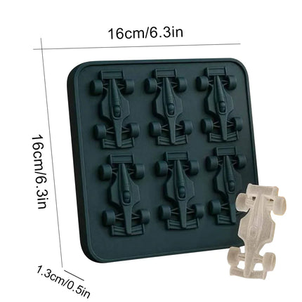 6-Cavity 3D Formula Racing Car Ice Mold F1 Silicone Chocolate Jelly Tray DIY Baking Tool Race Car Ice Cube Maker for Tumbler