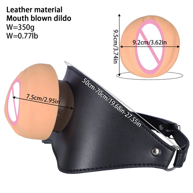 Mouth Gag Bdsm Gag Silicone Simulated Vaginal Plug Leather Adjustable Bondage Penis Massage Thrusting Dildo Sex Toy Women Gay 18