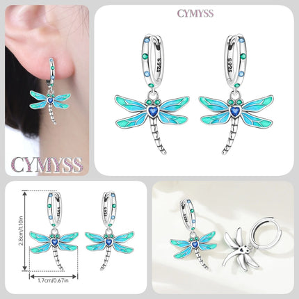 925 Sterling Silver Inlaid Zircon Butterfly Earrings Insect Element Original Design Women's Fashion Party Jewelry Gift Ear Loops