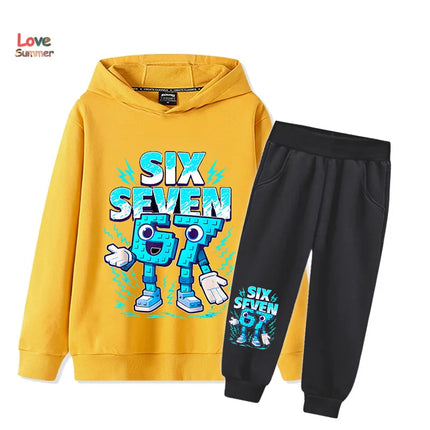 67 Six Seven hoodie pant 2pcs boys girls Italian Brainrot Kid Girl Sweatshirt 2pcs Suit Hoody Baby Casual Tracksuit