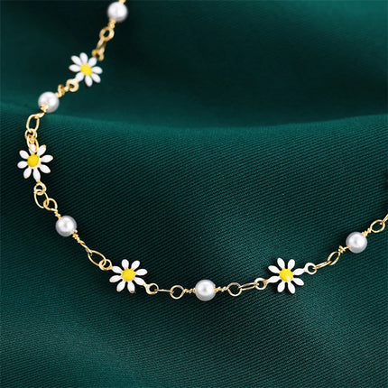 Sweet Daisy Flower Anklets for Women Beach Starfish Seashell Beads Anklet Leg Bracelet Bohemian Foot Chain Sandals Jewelry Gifts